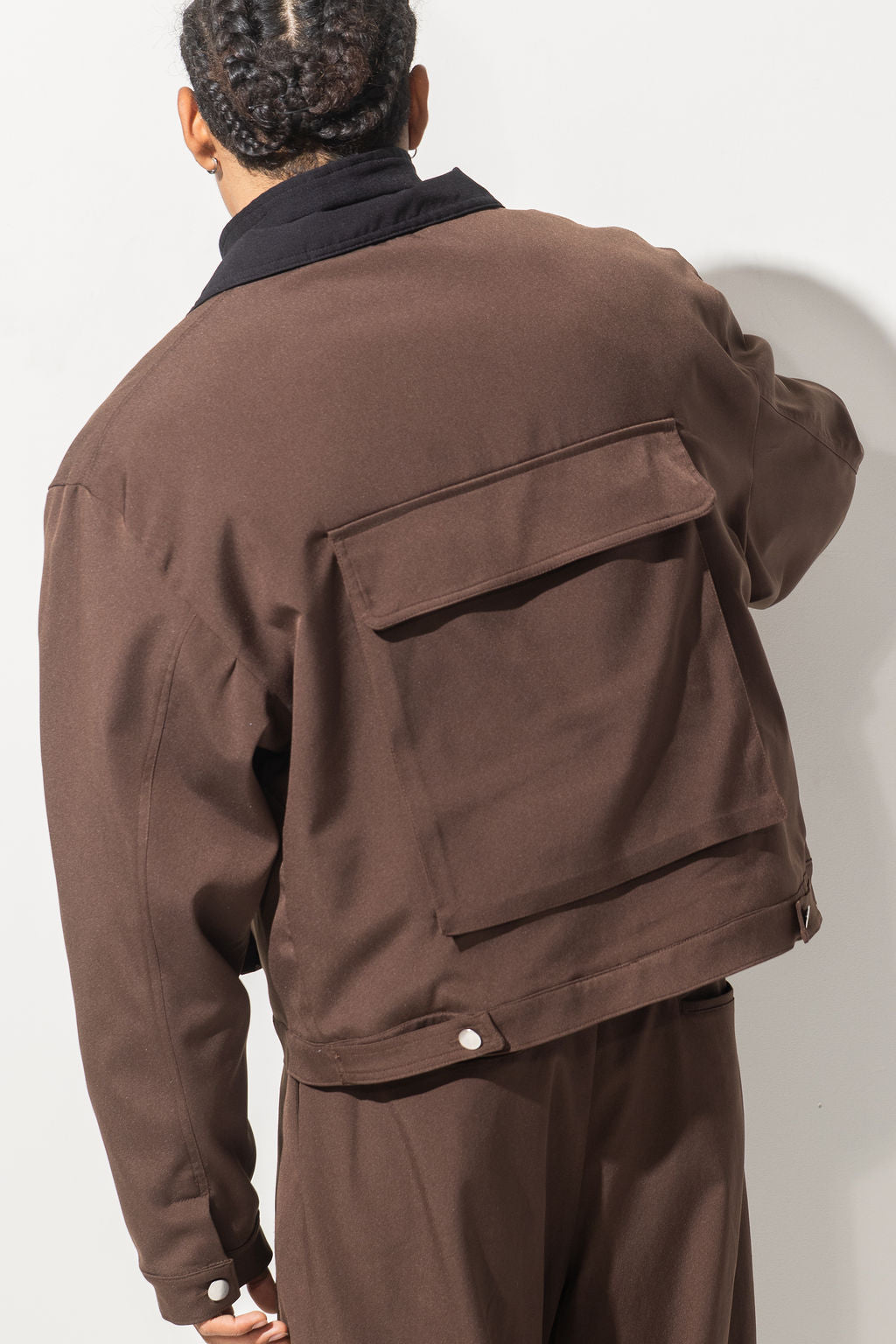 CROP POCKET JACKET - BROWN